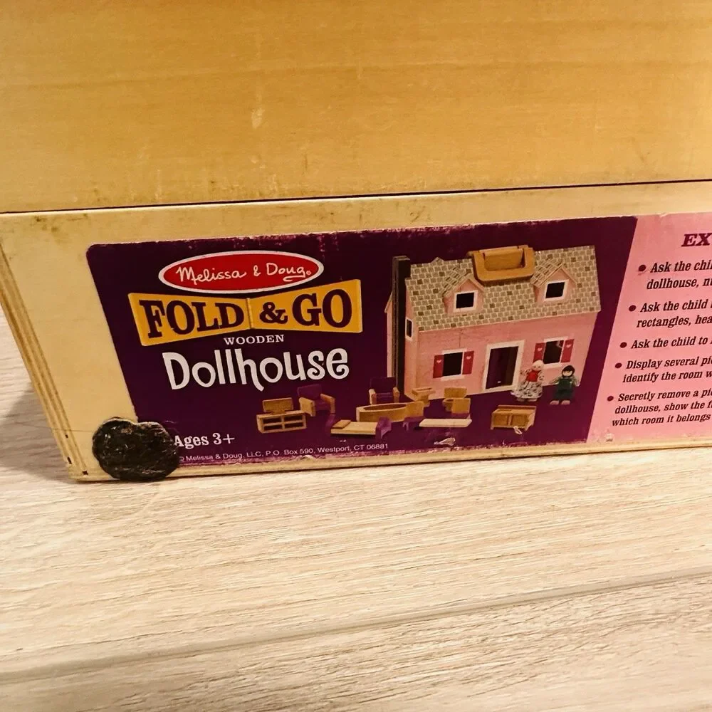 Melissa & Doug Fold Go Wooden Dollhouse Furniture Accessories Pink Wooden 3701